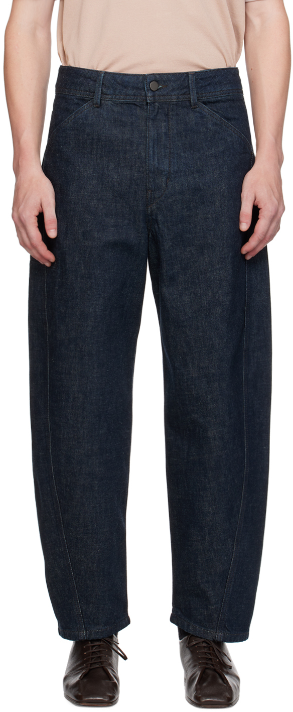 Shop Lemaire Indigo Twisted Workwear Jeans In Bl760 Denim Indigo