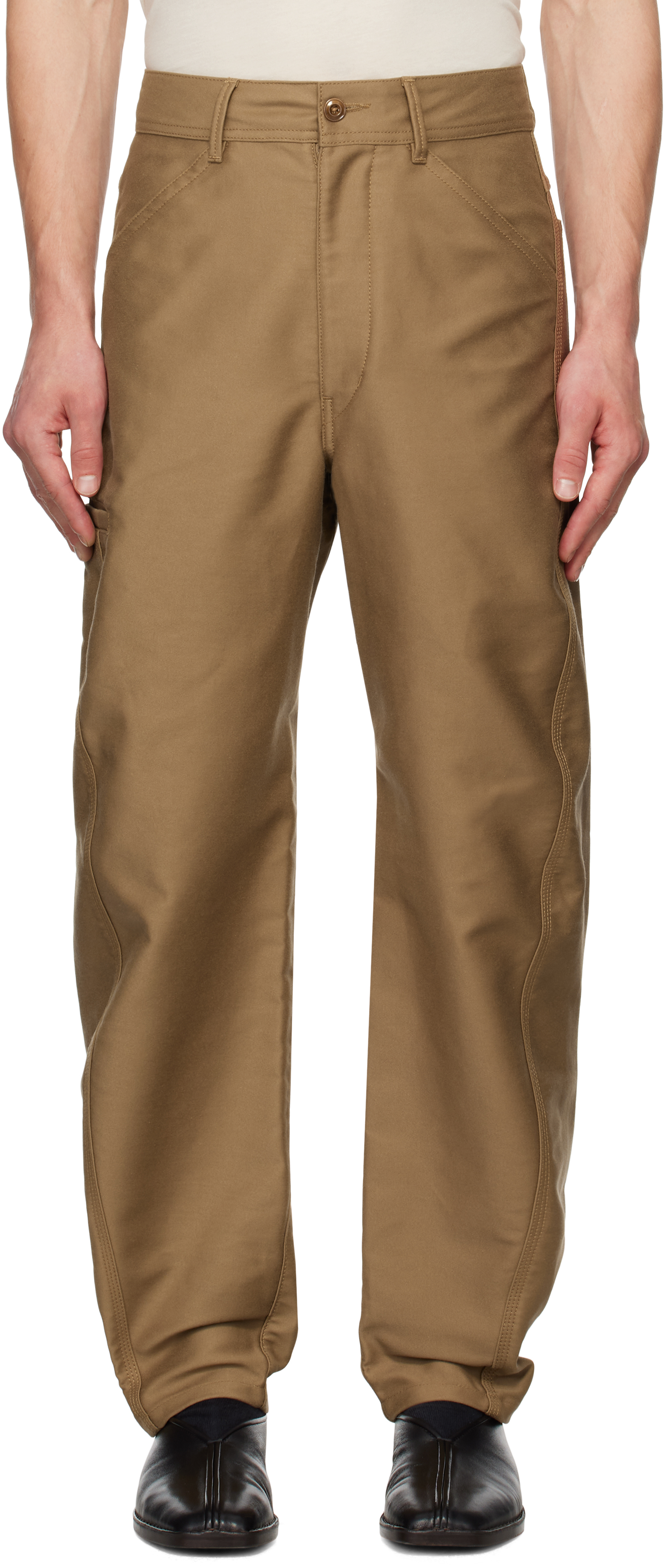 Brown Twisted Workwear Trousers