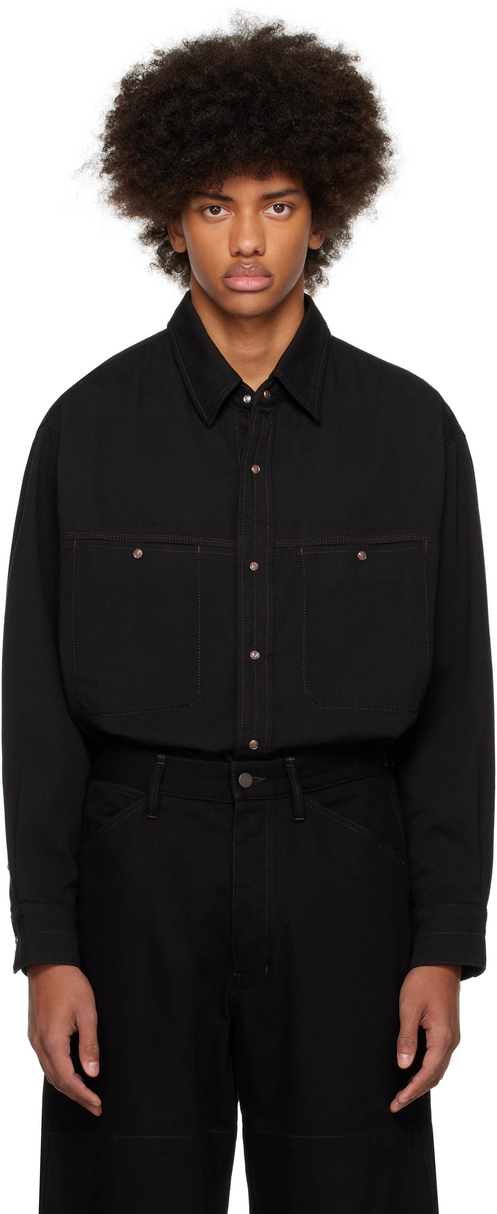 Black Snaps Denim Shirt