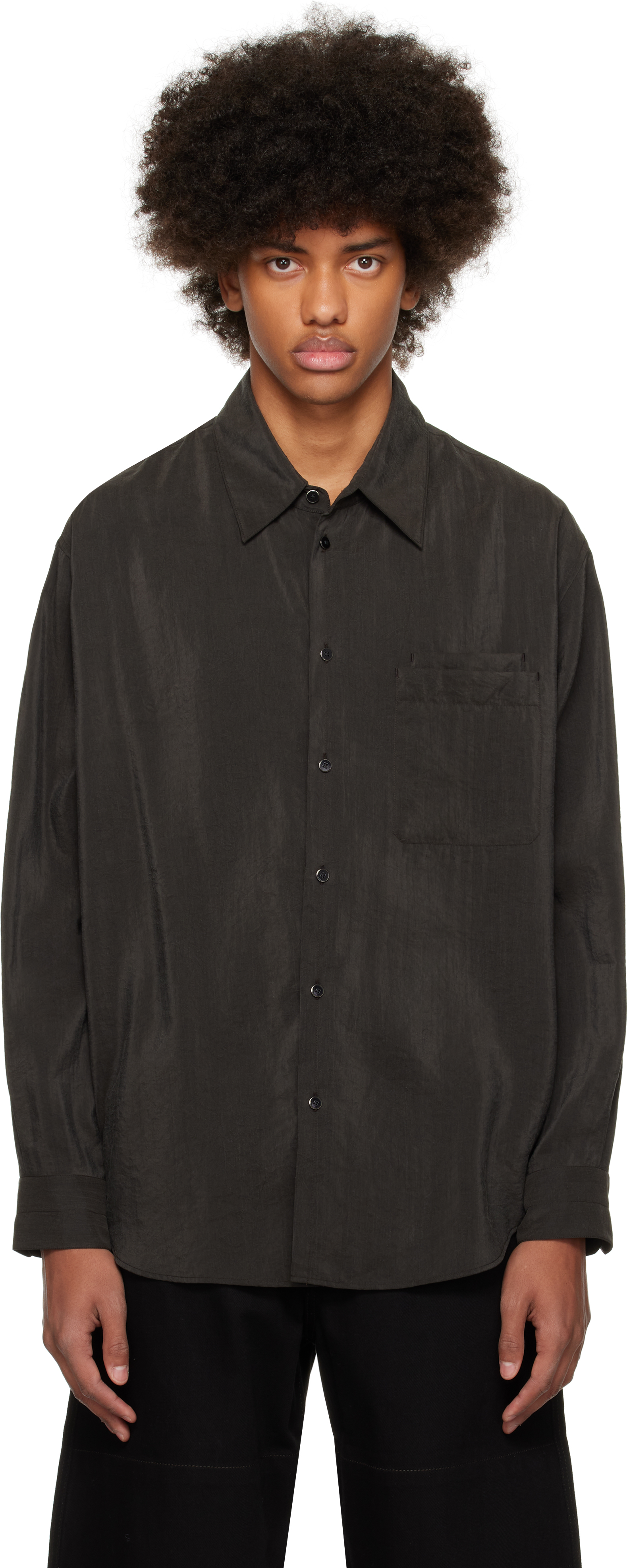 Shop Lemaire Brown Relaxed Shirt In Br507 Dark Espresso