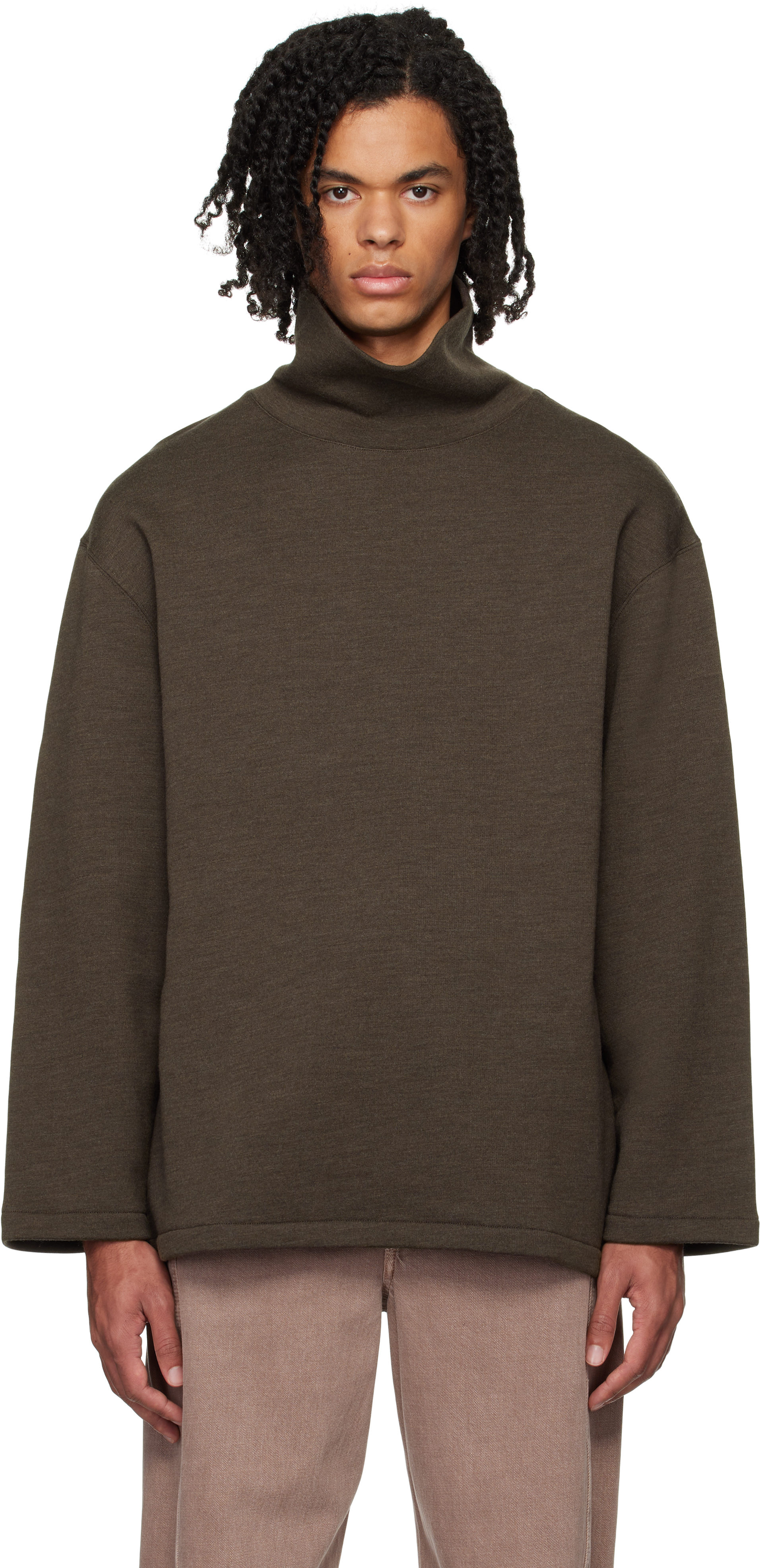 Brown Mock Neck Sweatshirt