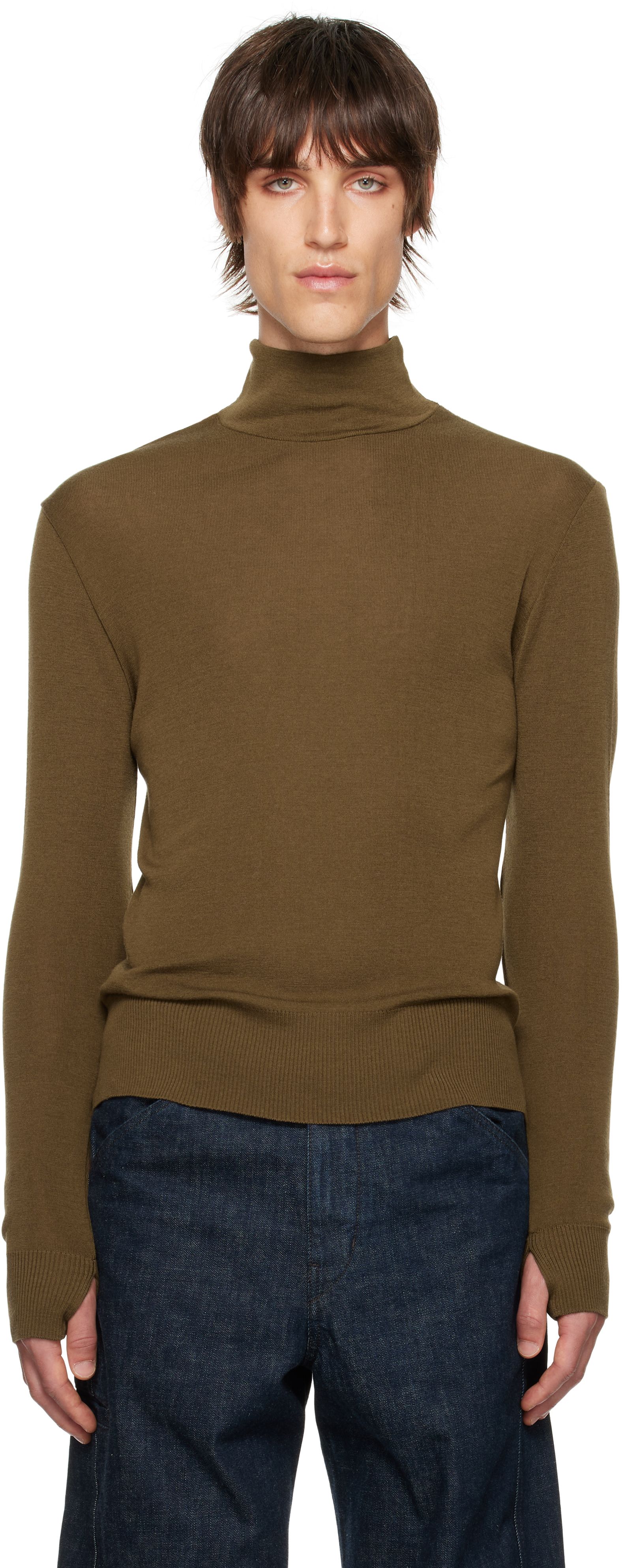 Shop Lemaire Brown Seamless Turtle Neck Sweater In Br425 Havana