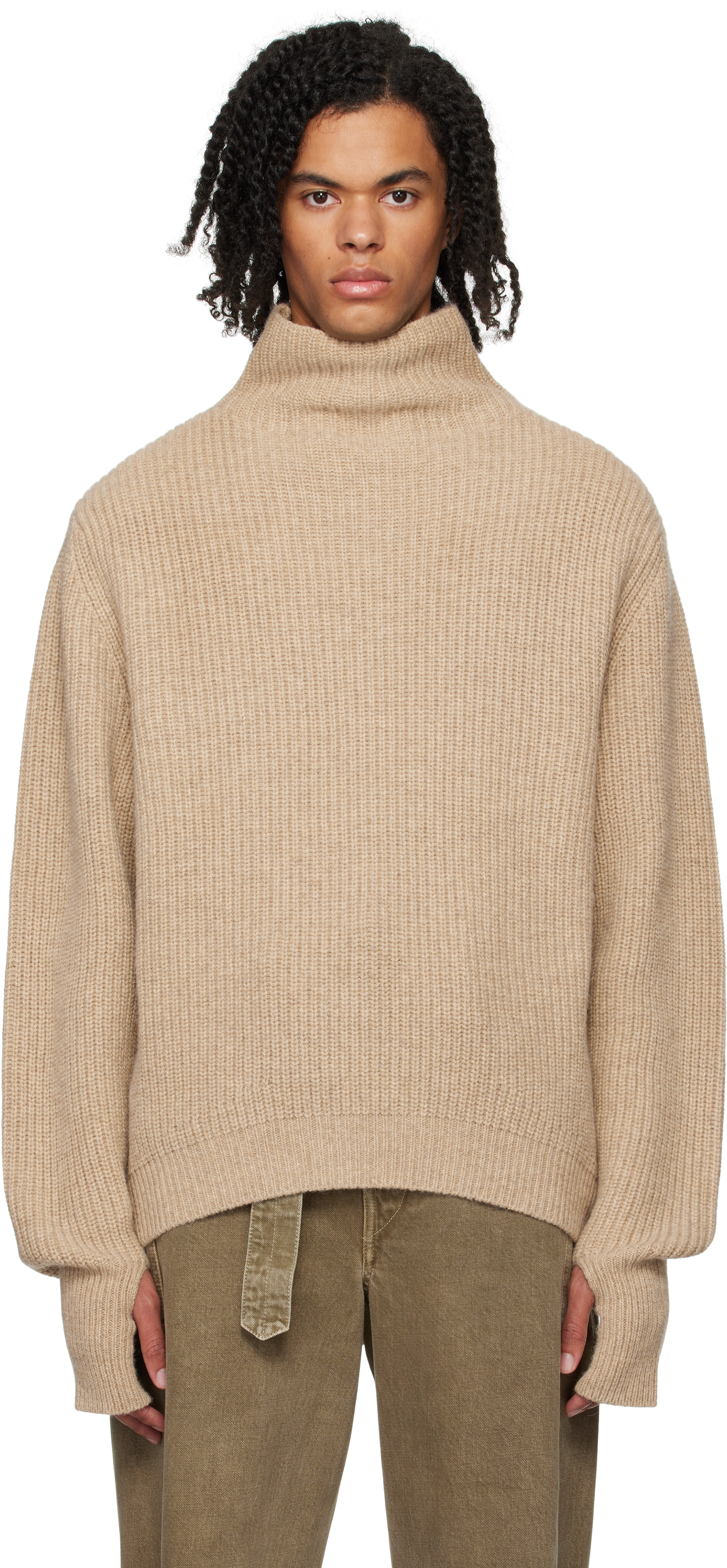 Shop Lemaire Beige Relaxed Turtleneck In Bg223 Natural Beige