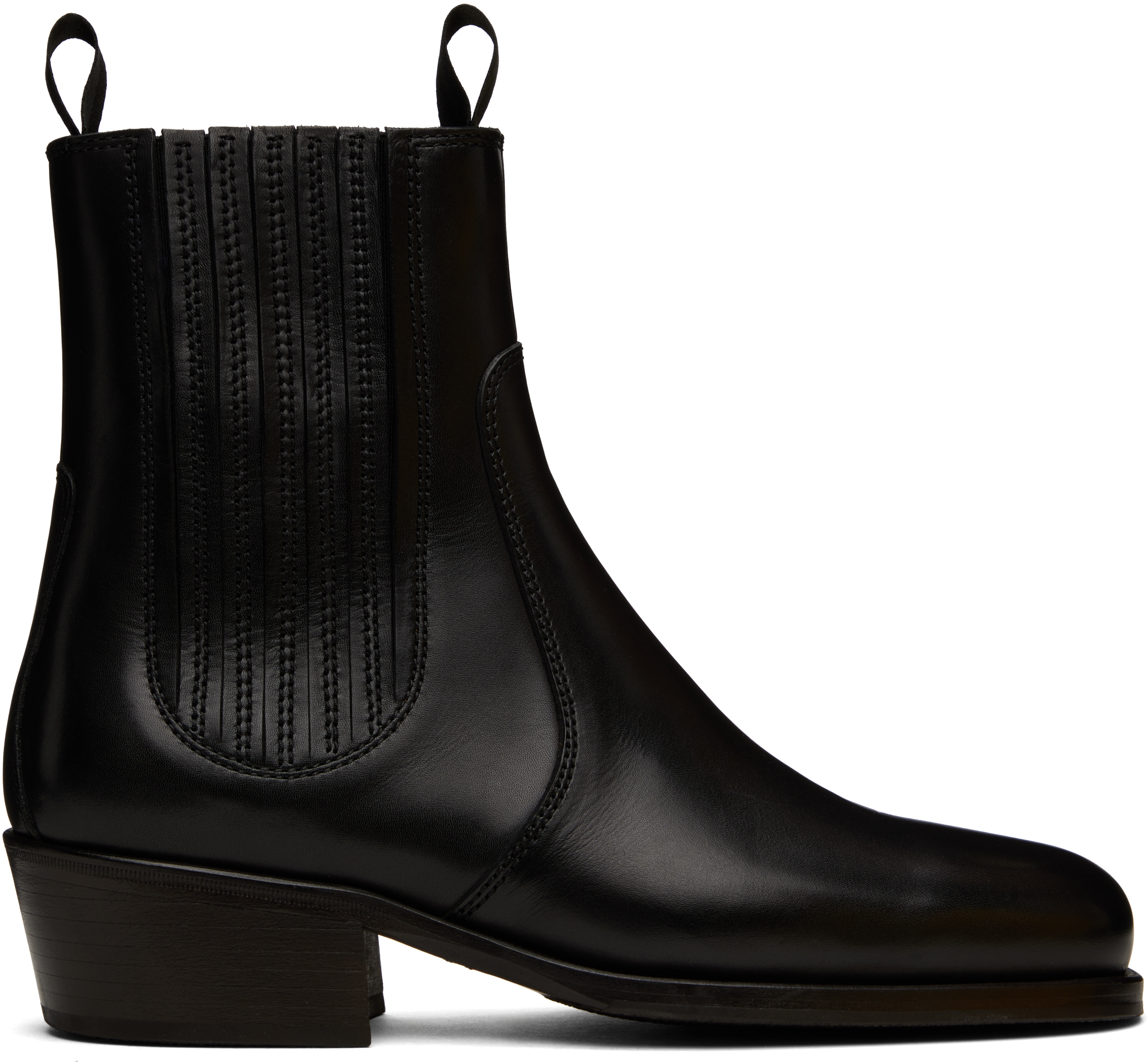 Shop Lemaire Black Leather Chelsea Boots In Bk999 Black