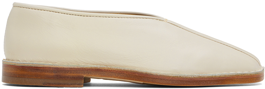 Shop Lemaire Off-white Flat Piped Slippers In Wh000 White