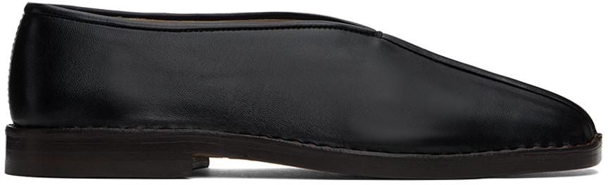 Shop Lemaire Black Flat Piped Slippers In Bk999 Black