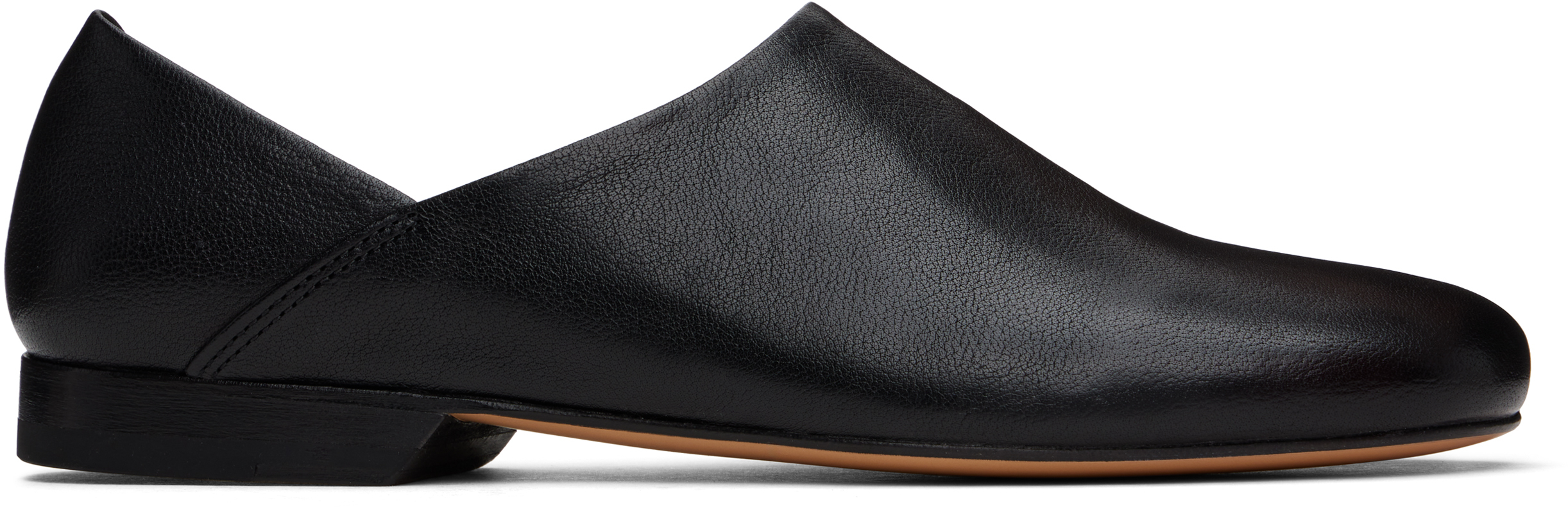 Shop Lemaire Black Square Toe Slippers In Bk999 Black