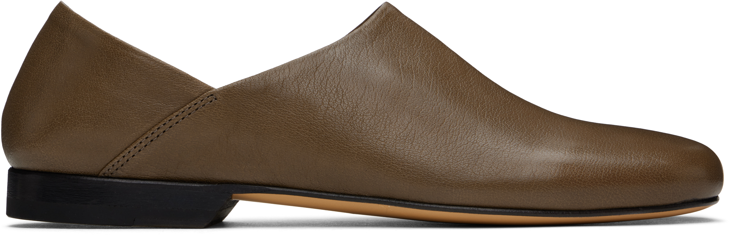 LEMAIRE TAUPE LEATHER SLIPPERS 