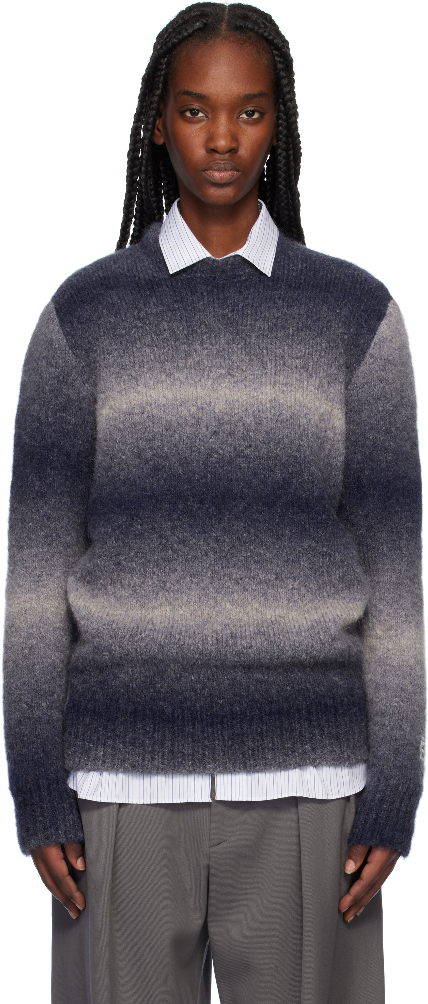 Études Navy Alpaca Round Neck Sweater