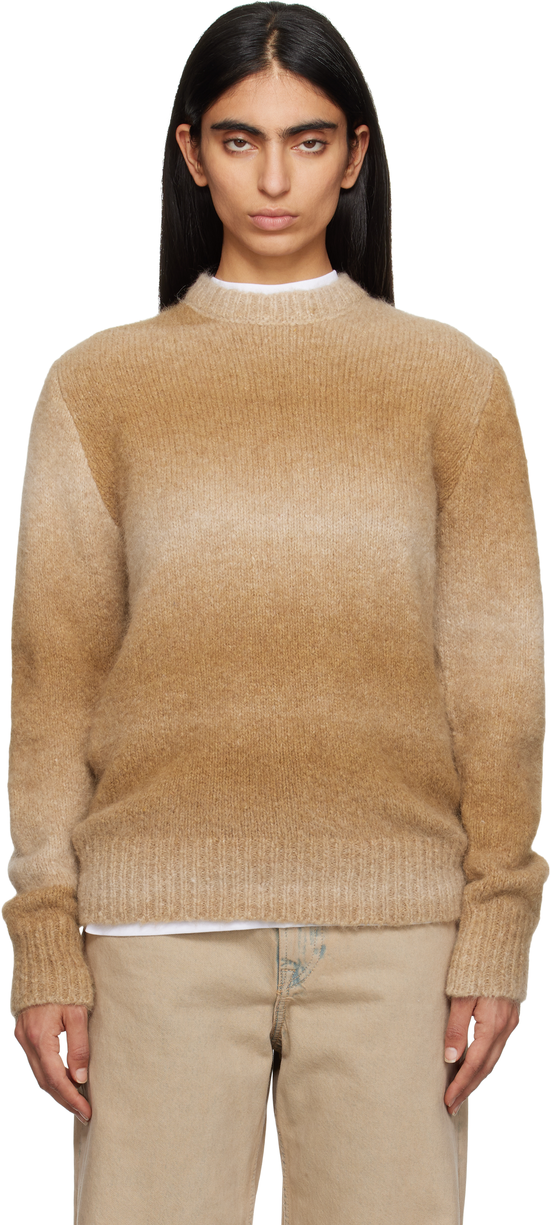 Études Tan Alpaca Round Neck Sweater