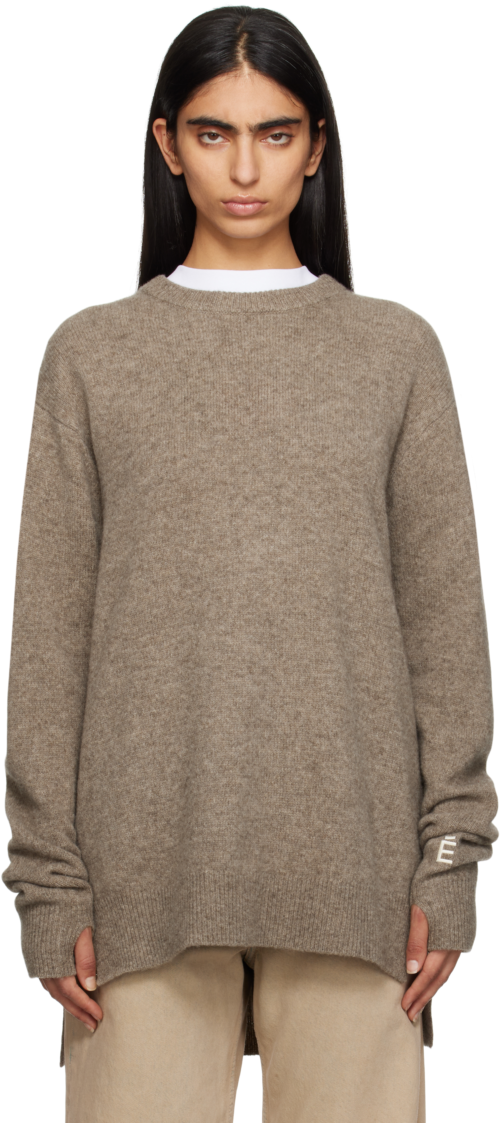 Études Taupe Round Neck Sweater