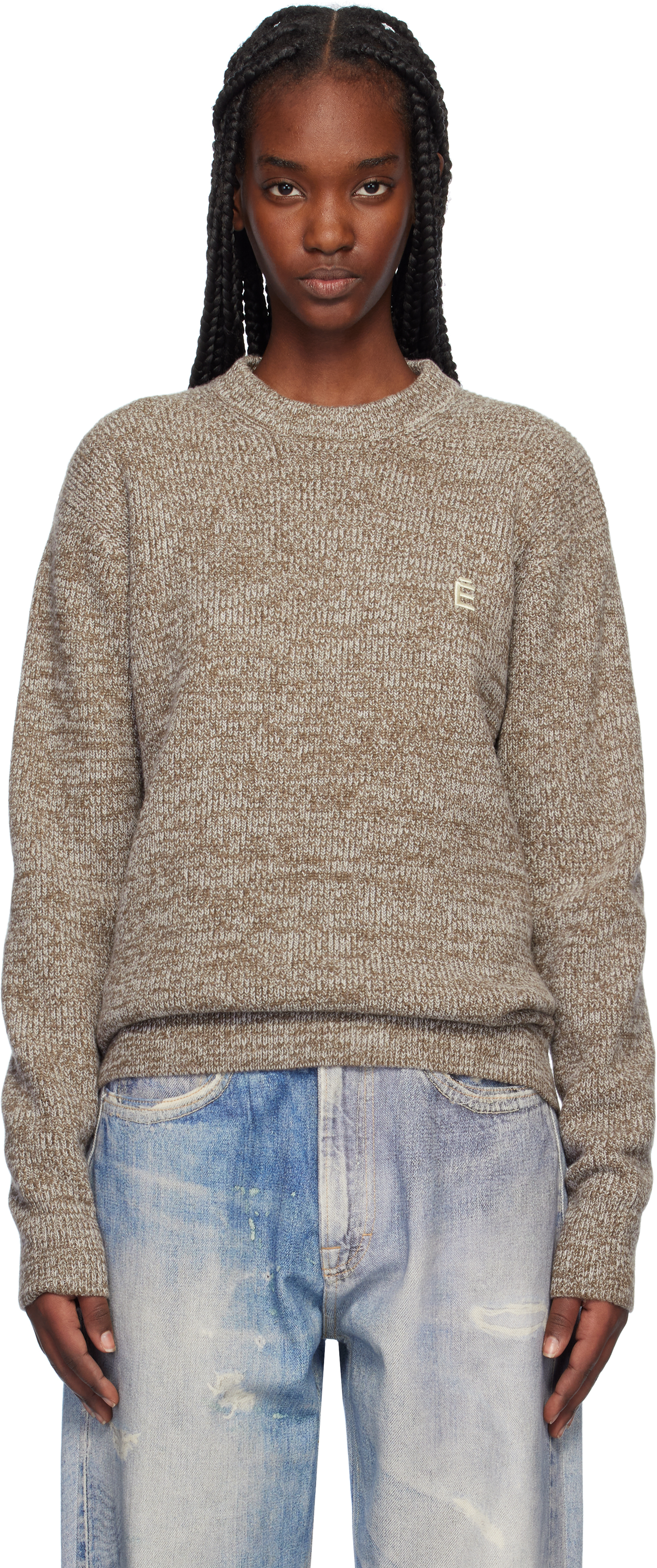 Études Beige Regular Round Neck Sweater