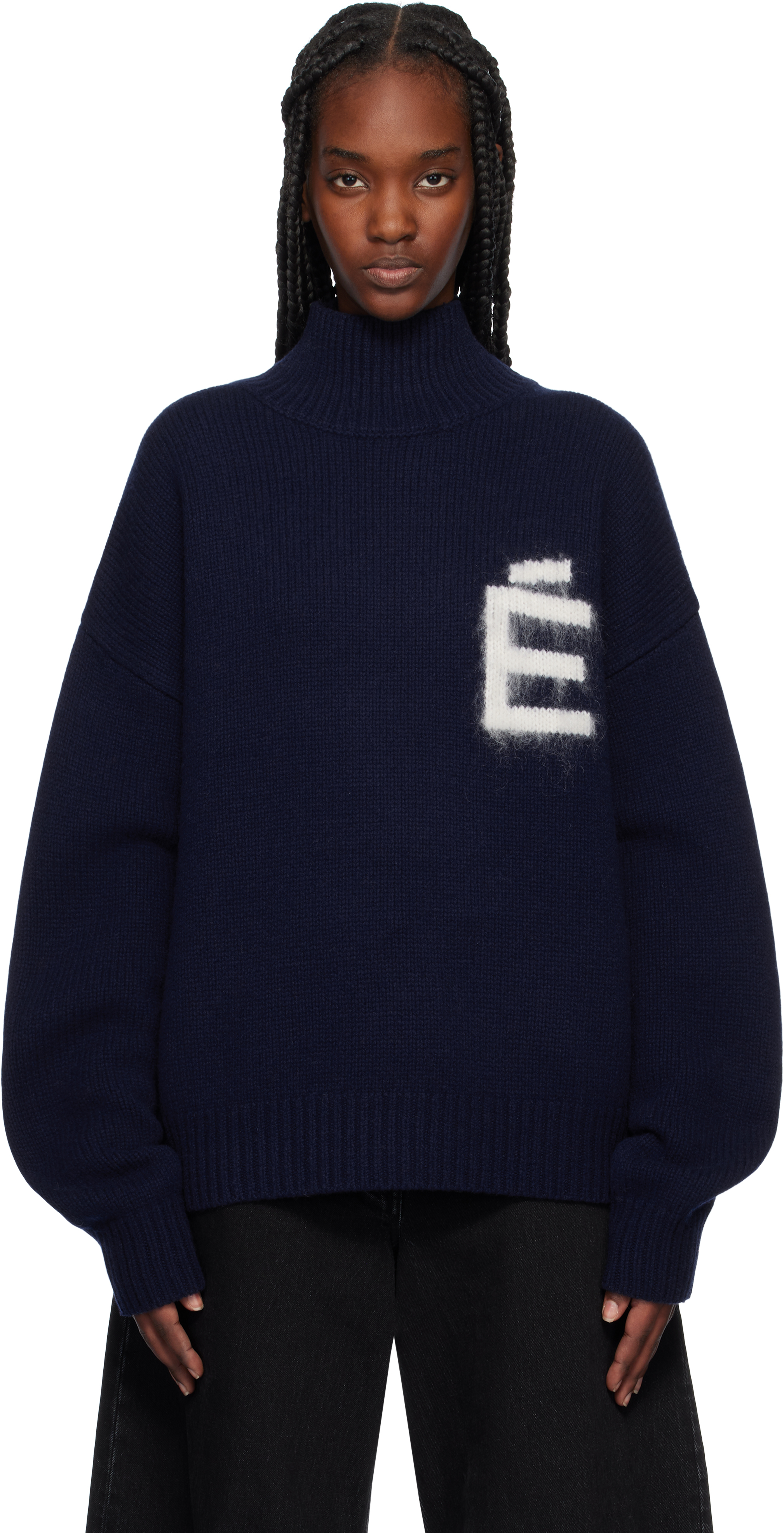 Études Navy Recycled Wool Turtleneck