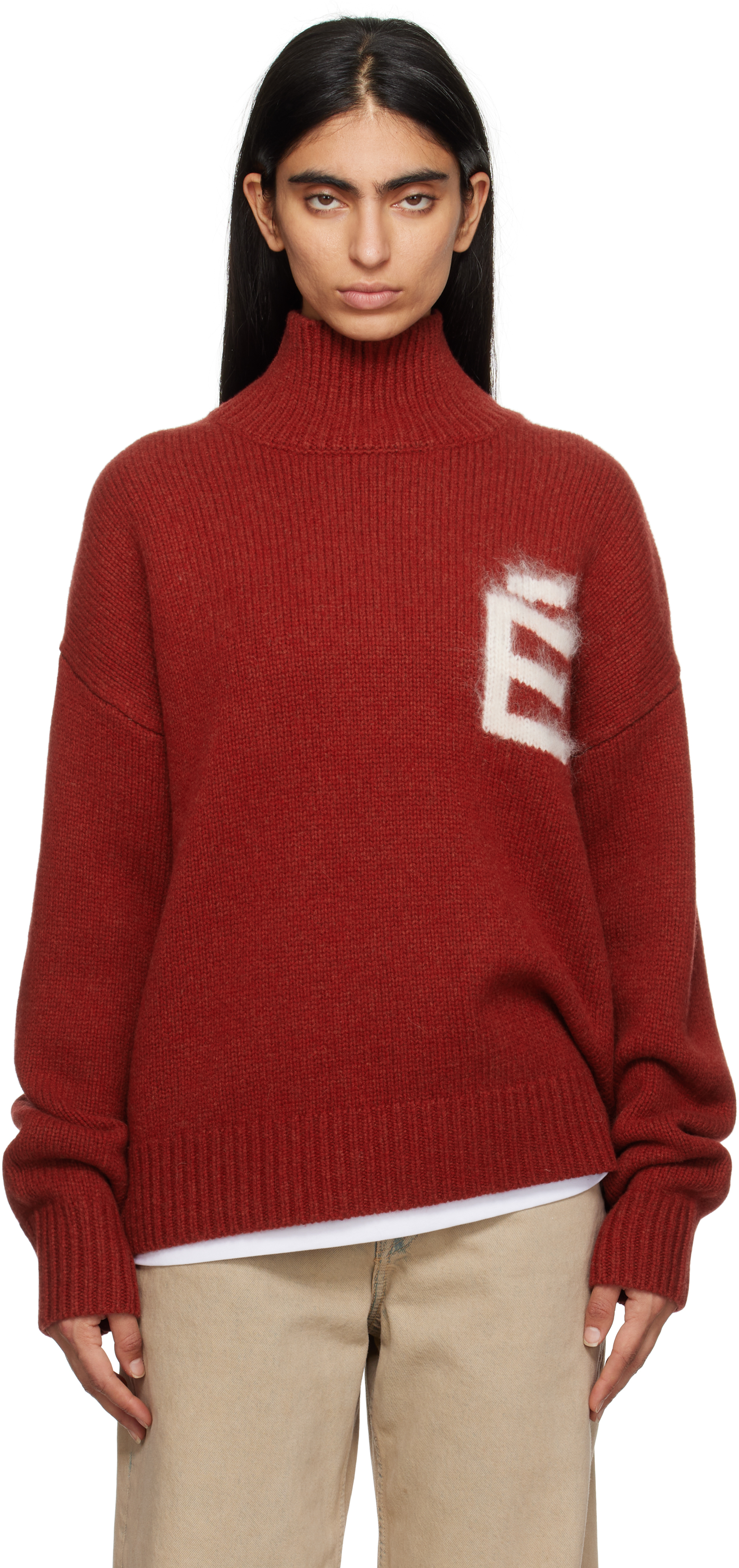 Études Red Recycled Wool Turtleneck