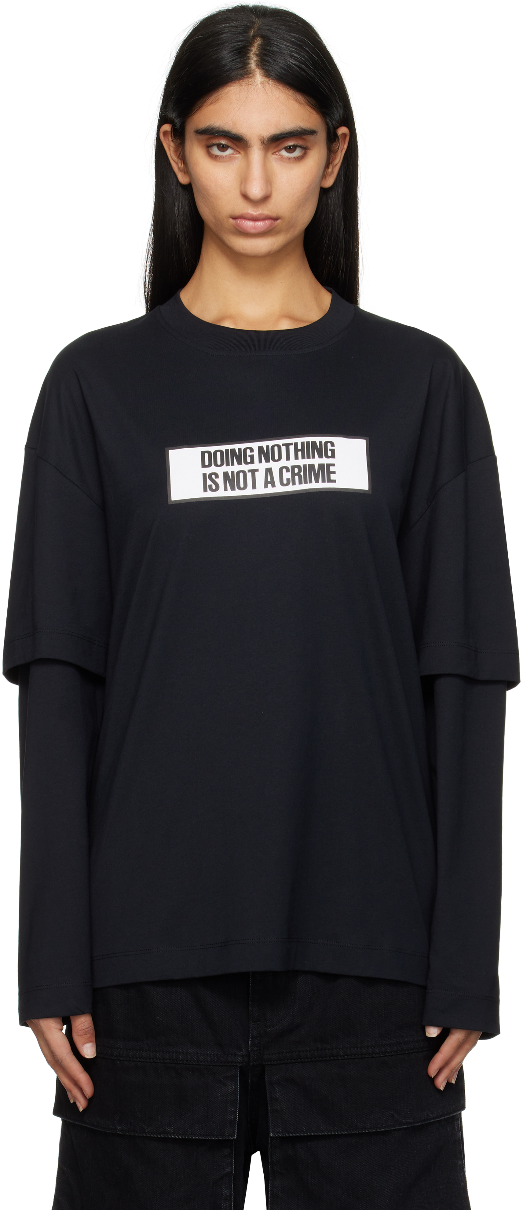 Études Black 'Not A Crime' Double Sleeves T-shirt