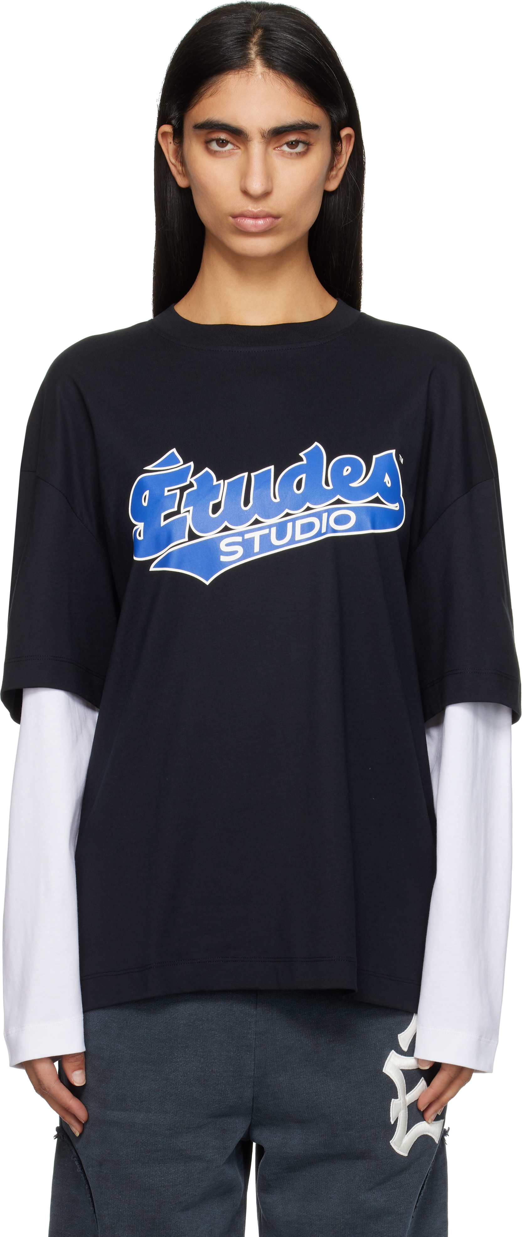 Shop Etudes Studio Black Double Sleeve T-shirt