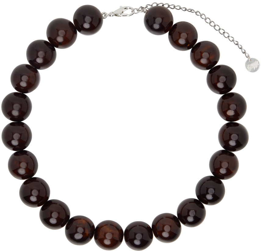 Shop Paloma Wool Brown Corbett I Ceramic Ball Necklace In 323 Brown