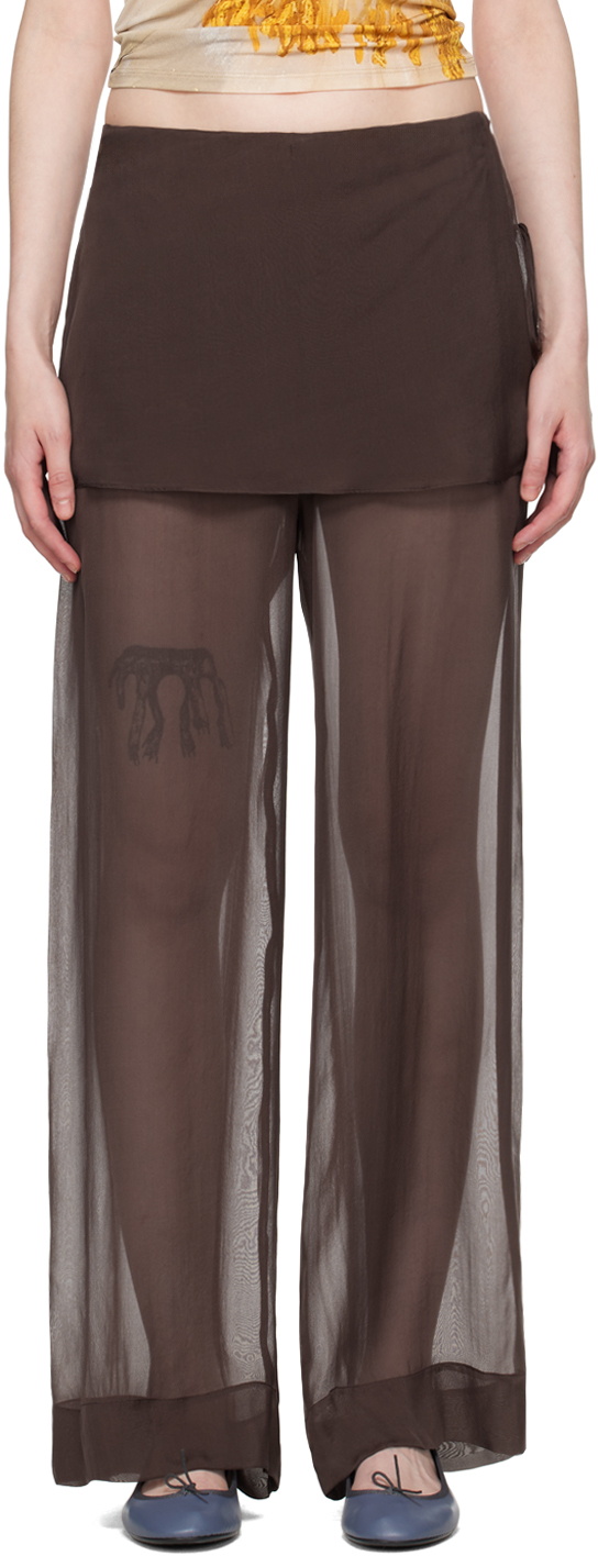 Brown Silk Archive Trousers