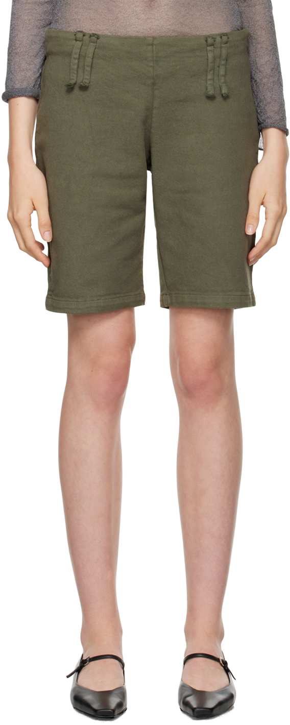 Shop Paloma Wool Green Tineta Denim Shorts In 514 Green