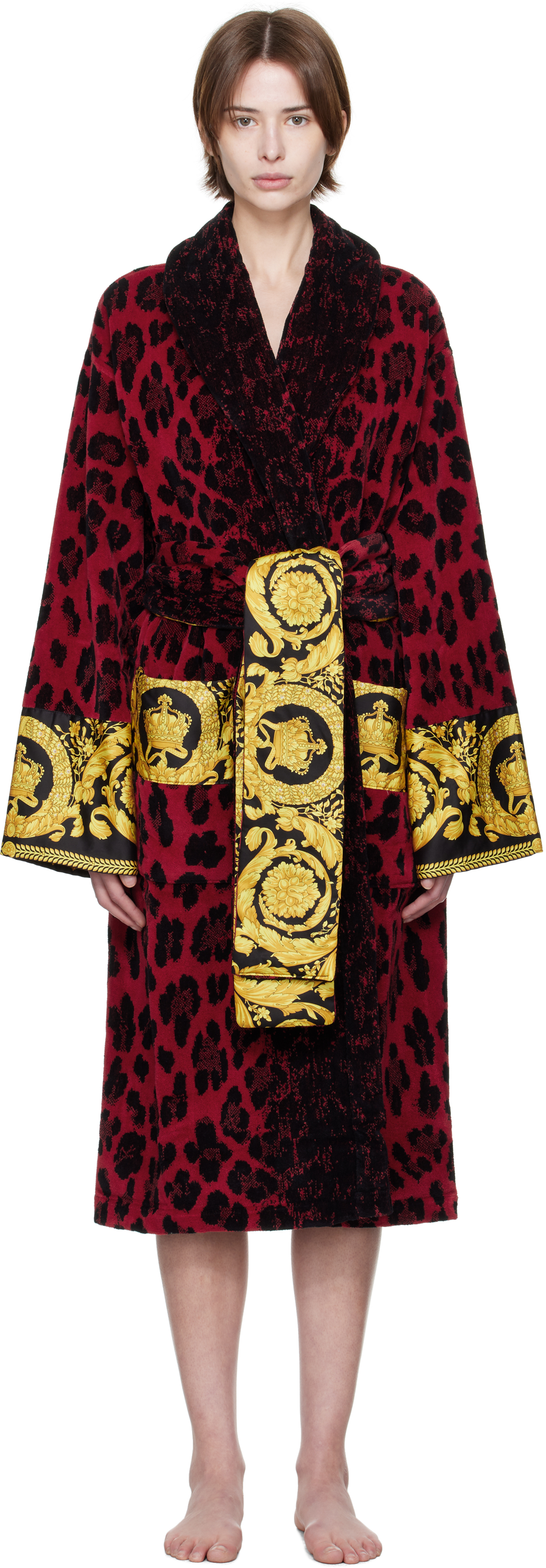 Red & Black Wild Barocco Bathrobe