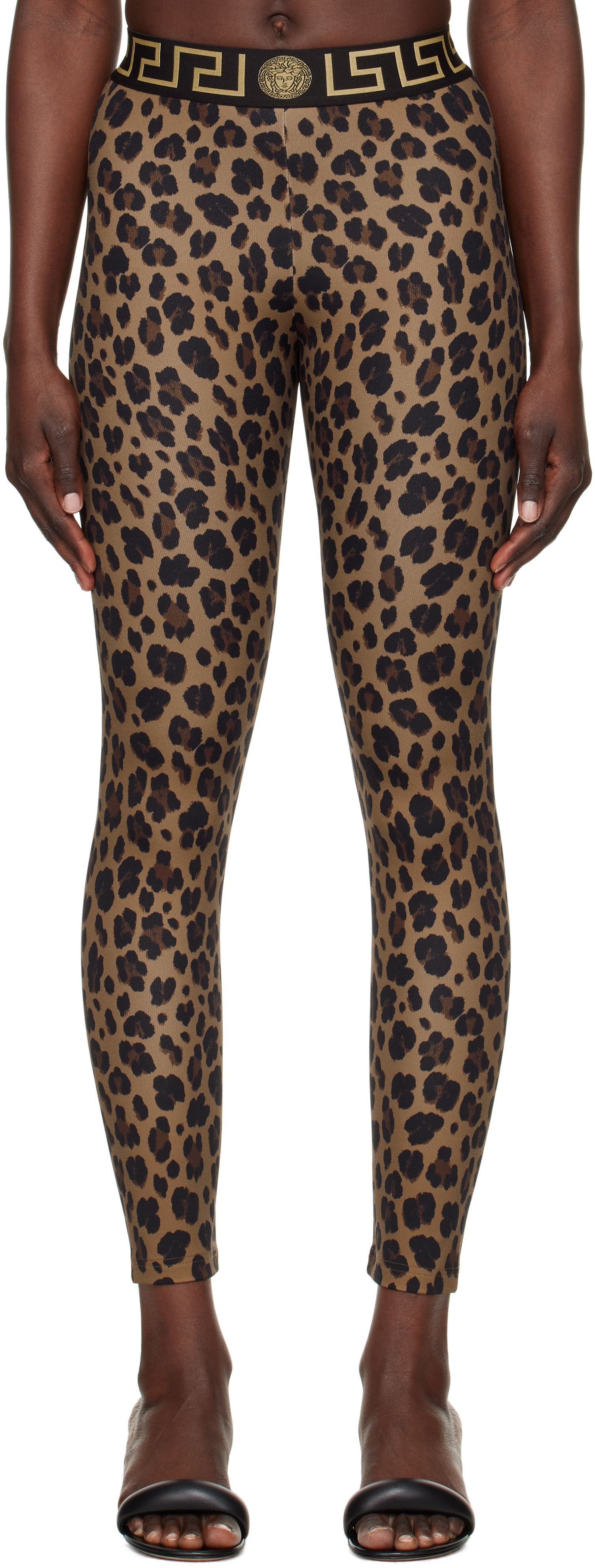 Brown & Black Leopard All Over Print Sport Leggings