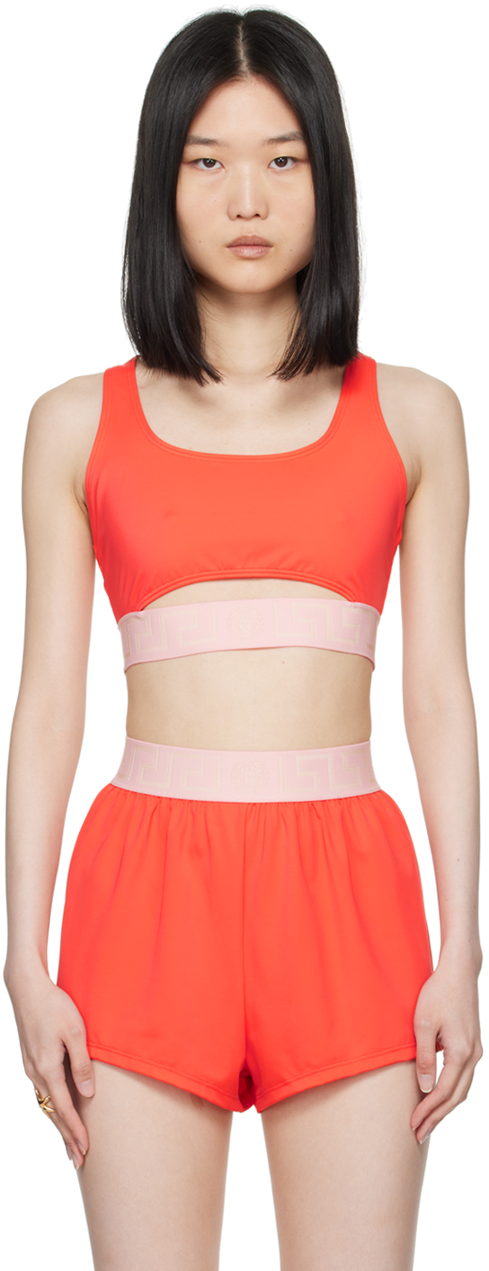 Orange Greca Border Bikini Top