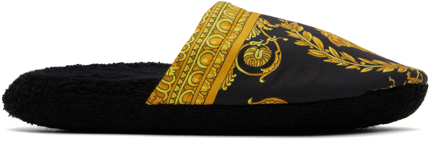 Shop Versace Black 'i Heart Baroque' Slippers In Z4800 Nero