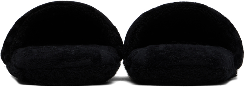 Versace Black Allover Towel Slippers In Z4800-black