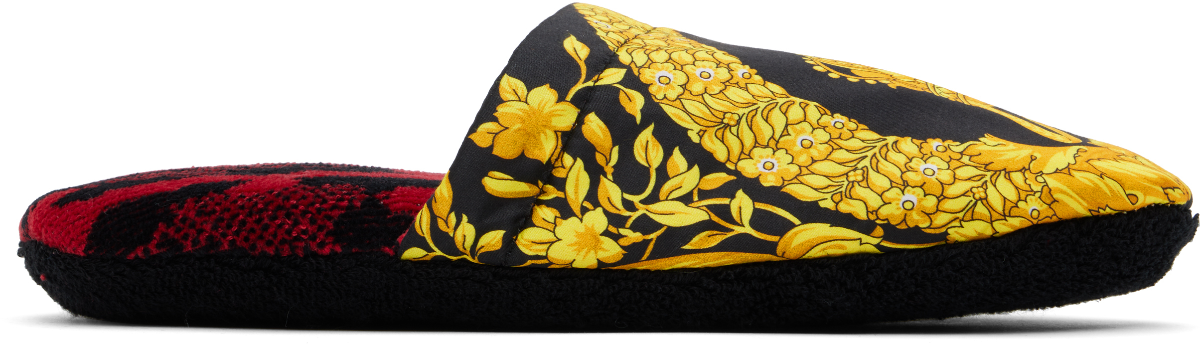 Versace Black & Yellow 'i Heart Baroque' Slippers In 5r520-lipstick+gold