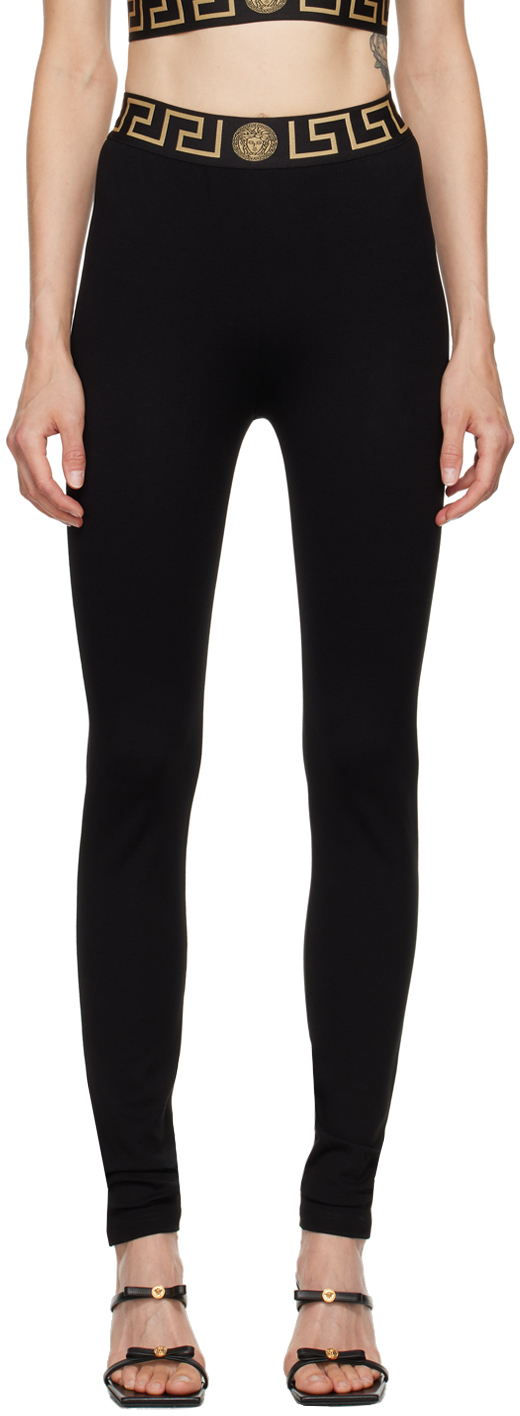 Black Greca Border Leggings