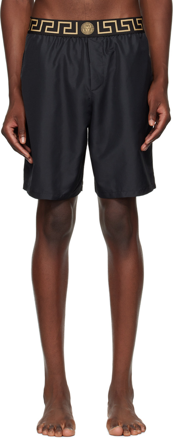 Black Greca Border Swim Shorts