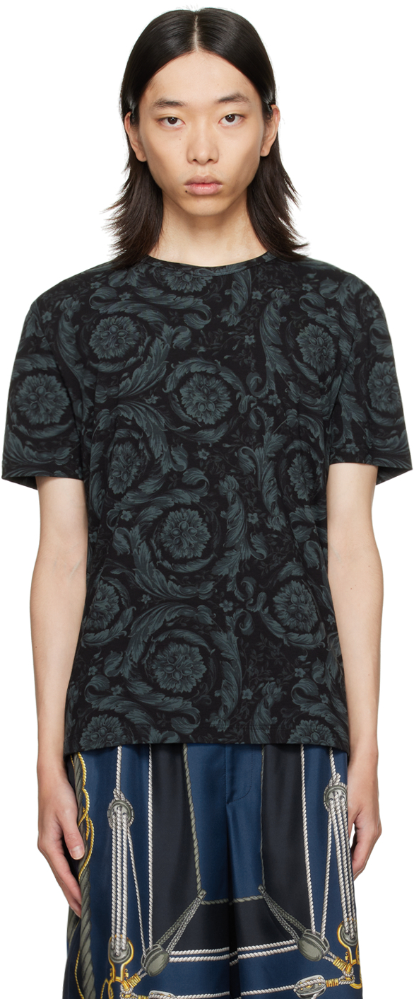 【関税込み】Versace Underwear ブラック バロッコ Tシャツ 関税込 ヴェルサーチェ 半袖 Tシャツ バロッコプリント ブラック