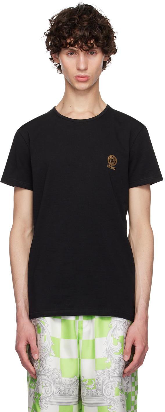 Shop Versace Two-pack Black Medusa T-shirts In A1008-black