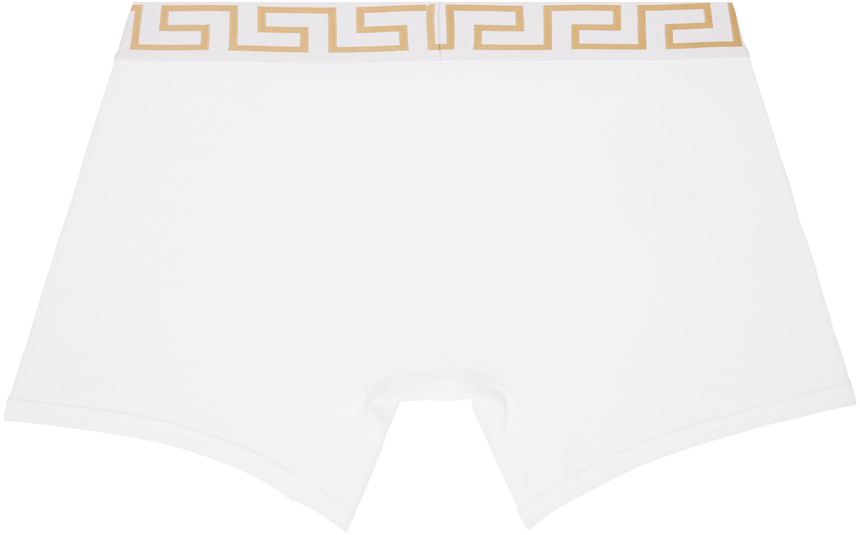 Versace White Greca Border Long Boxers In A81h-white- Greek G