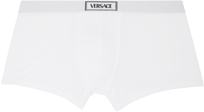 Shop Versace White '90s Logo Boxers In 1w000-optical White