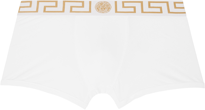 Shop Versace White Greca Border Boxers In A81h-white- Greek G