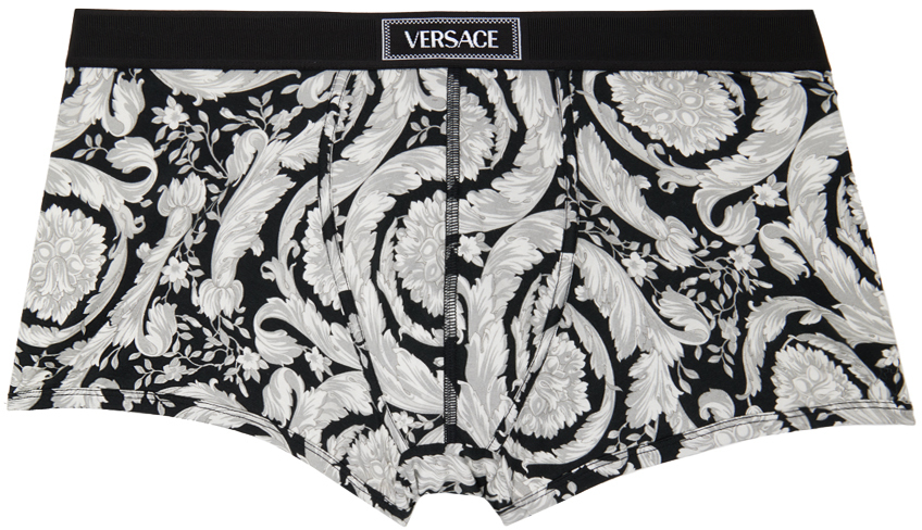 Gray & Black Printed Graphic Pattern Boxers