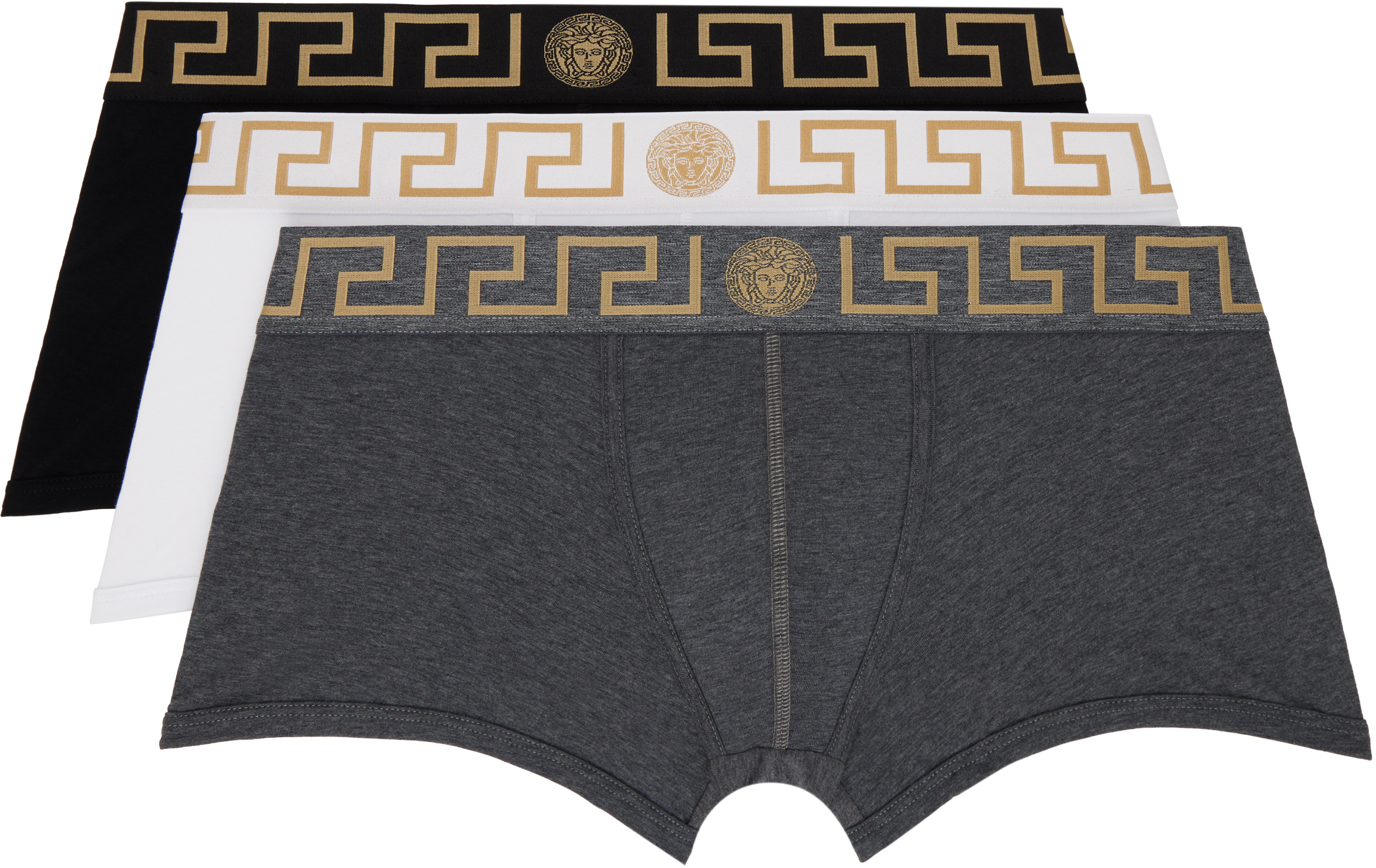 Three-Pack Black Greca Border Boxer Briefs