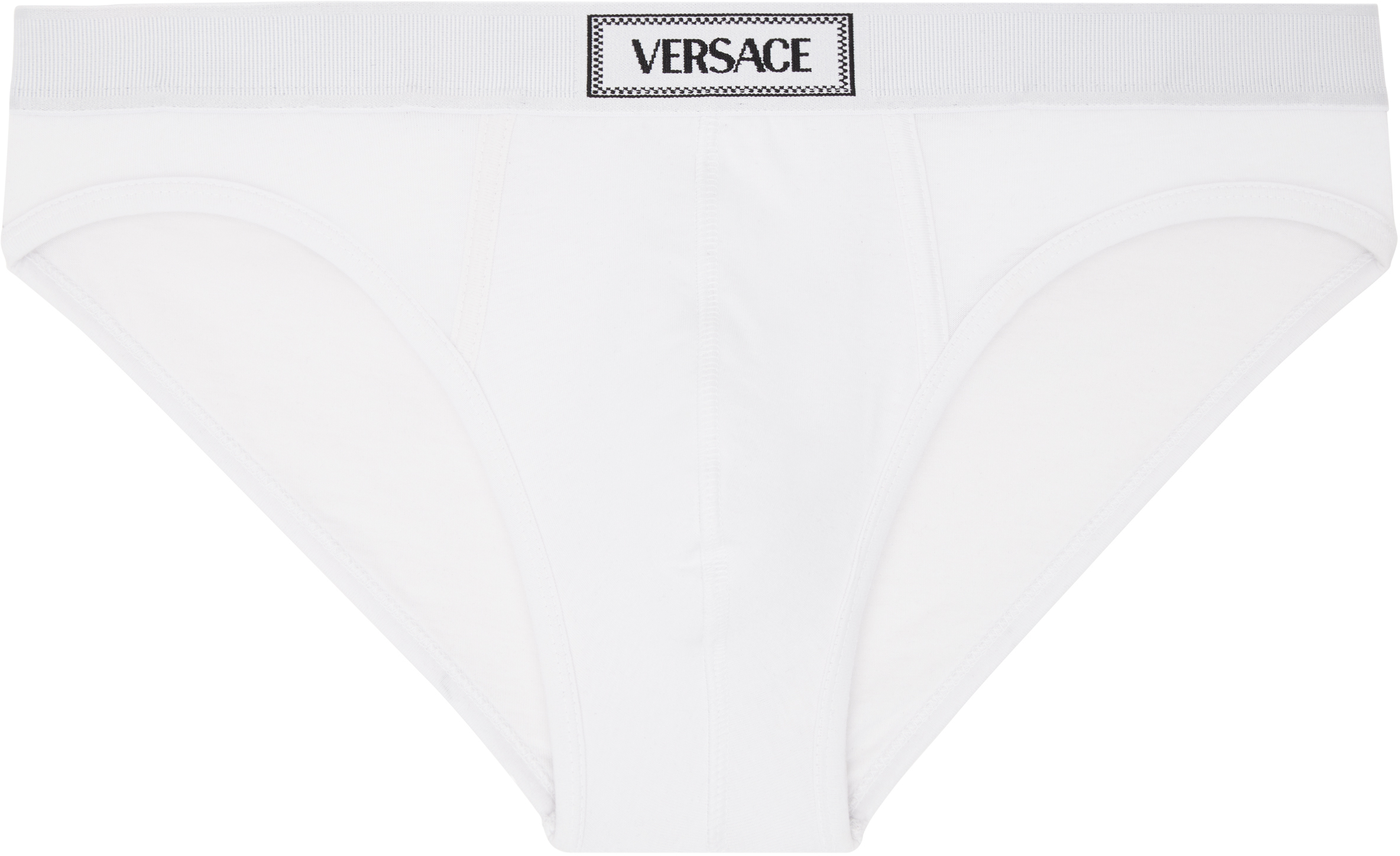 White 90s Vintage Logo Briefs