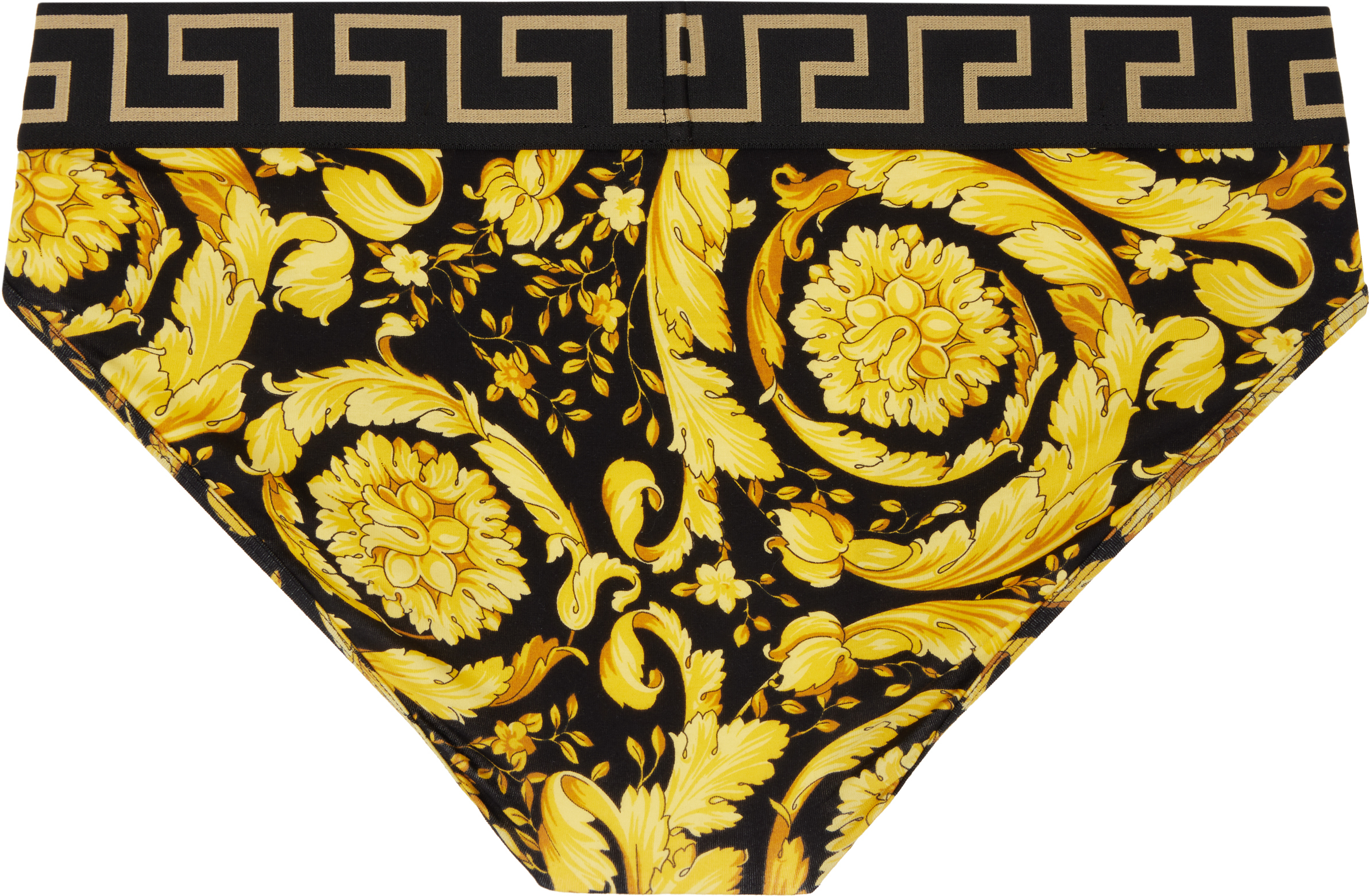 Versace Black & Gold Barocco Briefs In 5b010-black+print