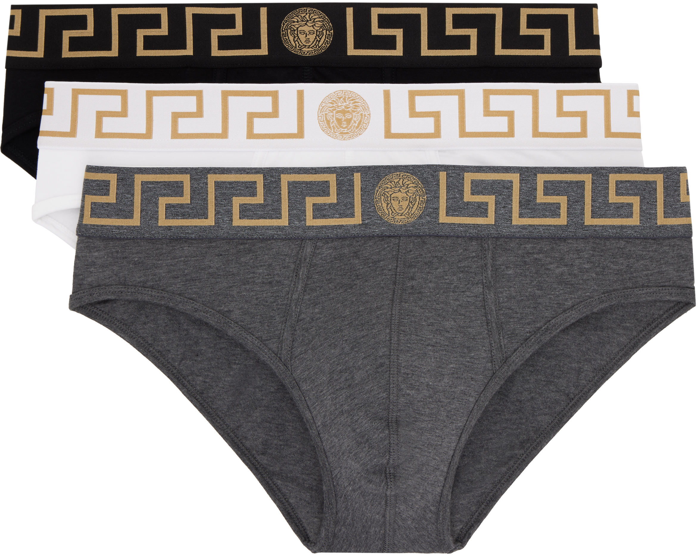 Three-Pack Multicolor Greca Border Briefs