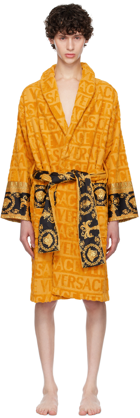 Shop Versace Gold 'i Heart Baroque' Bathrobe In Z4004-gold