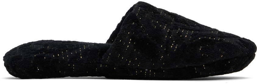 Shop Versace Black Barocco Slippers In 1e880-anthracite