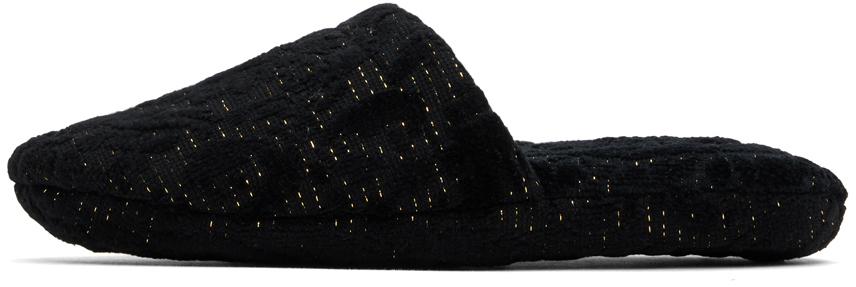 Versace Barocco Lurex Cotton-blend Slippers In 1e880-anthracite