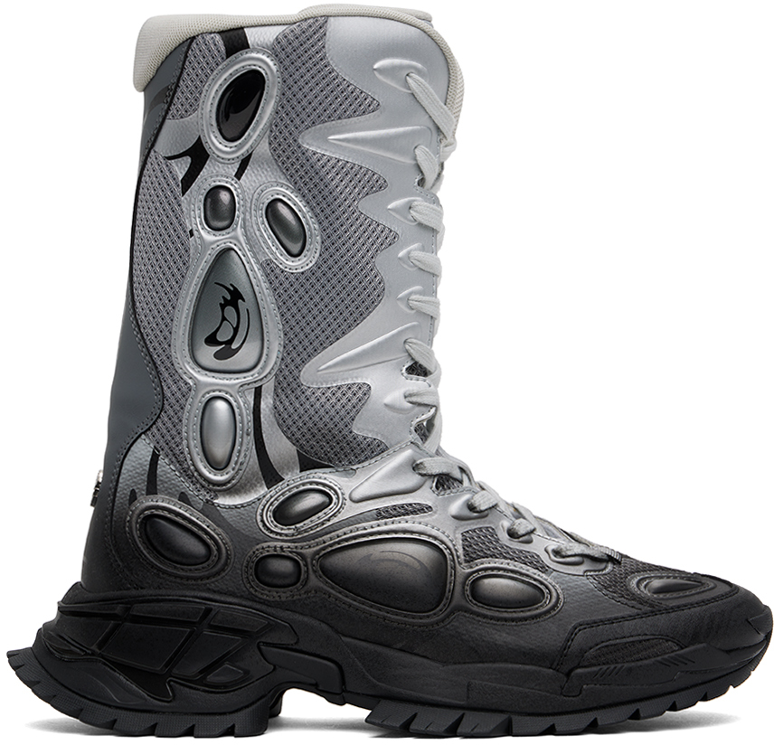 Shop Rombaut Silver & Black Nucleo Boots In Oxyd