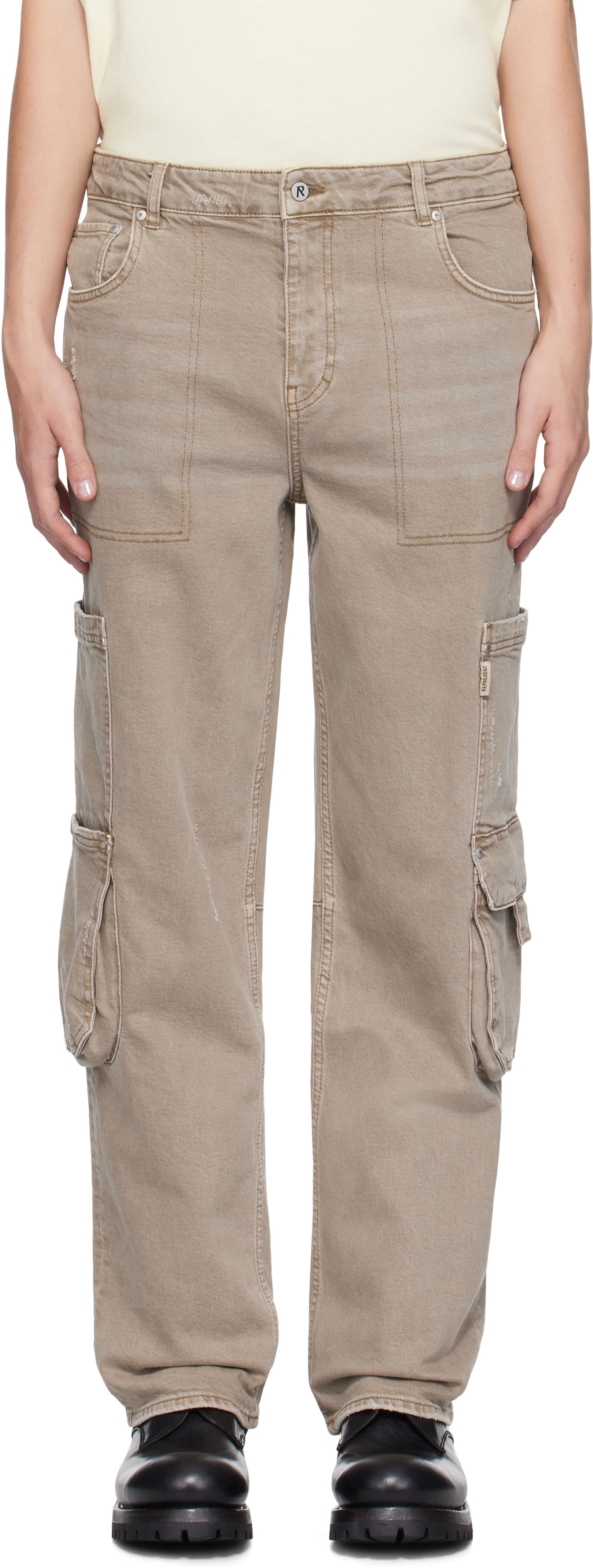 Shop Represent Taupe R3 Workshop Jeans In Stone