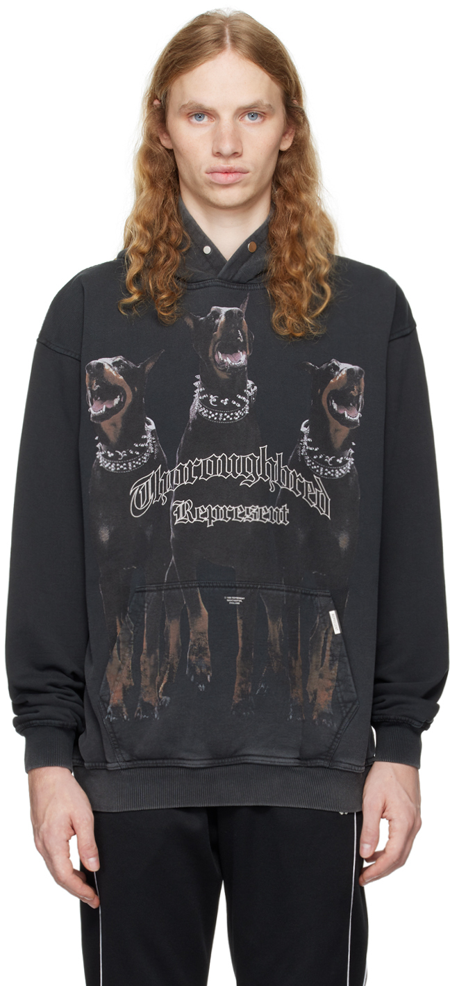 Shop Represent Black 'thoroughbred' Hoodie In Vintage Black