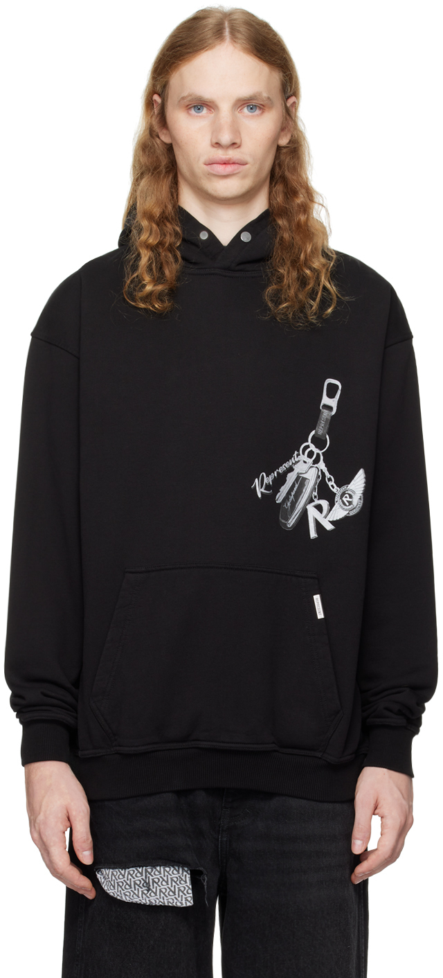 Shop Represent Black 'keys To The Club' Hoodie In Jet Black