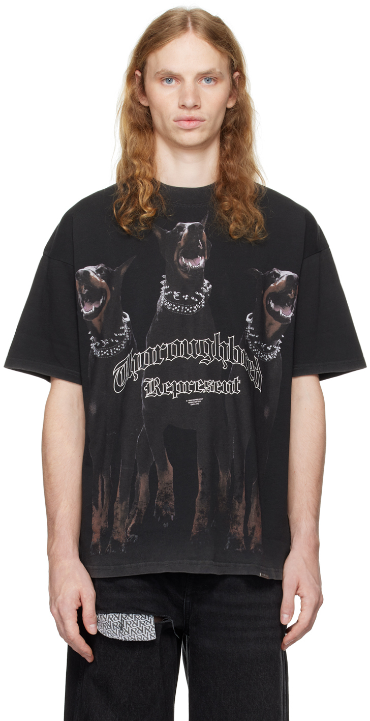 Shop Represent Black 'thoroughbred' T-shirt In Vintage Black