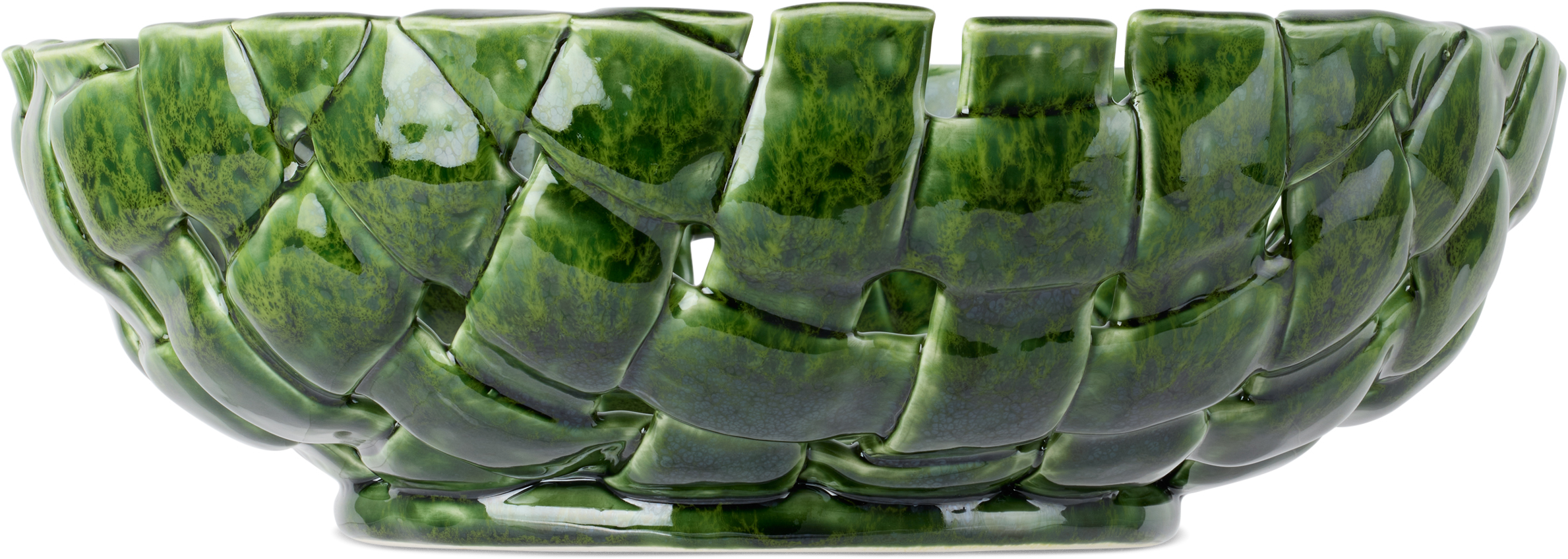 Ferm Living Green Plait Bowl In Emerald Green